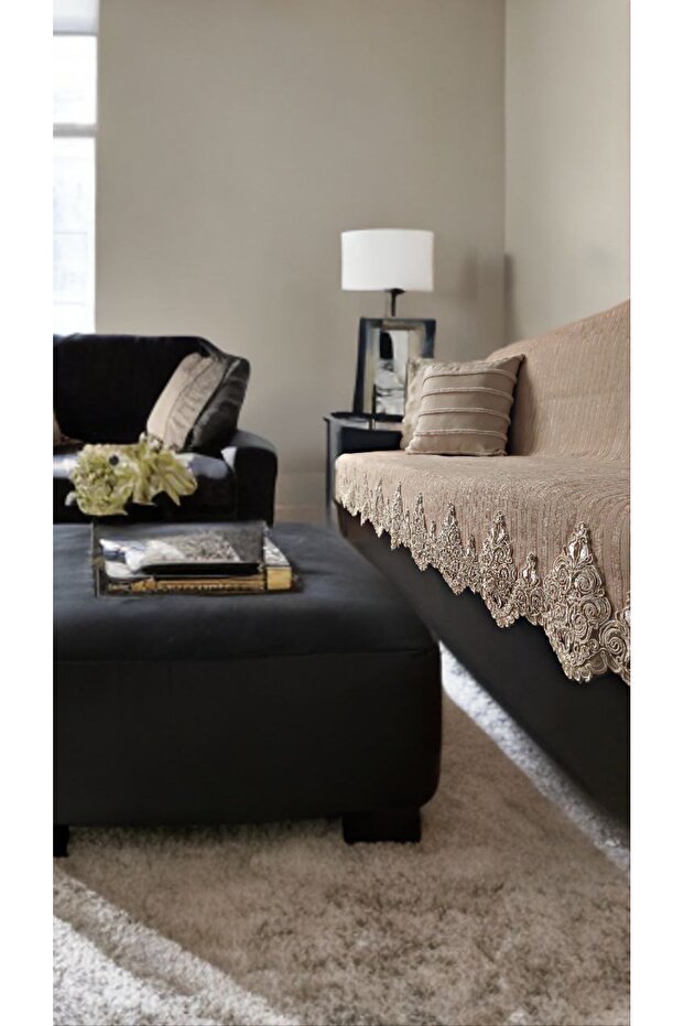 Lace Sofa Cover as a Set of 4Pieces (3.3.1.1) Custom Non-Slip Base with Sponge