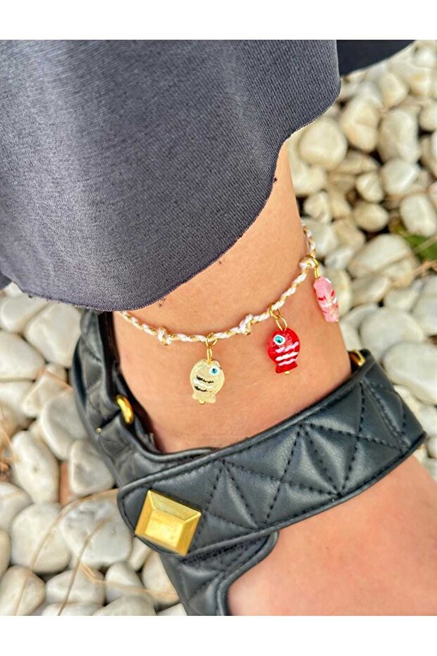 Murano cam çelik balik halhal - 1