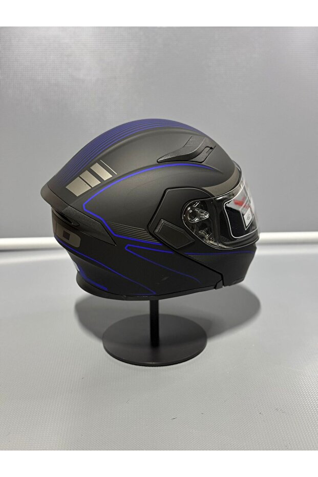 Jk-902 Güneş Vizörlü Çene Açılır Kask H8 BLUE - 6