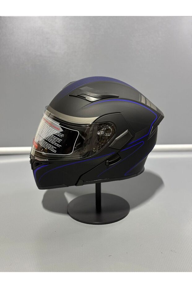 Jk-902 Güneş Vizörlü Çene Açılır Kask H8 BLUE - 3
