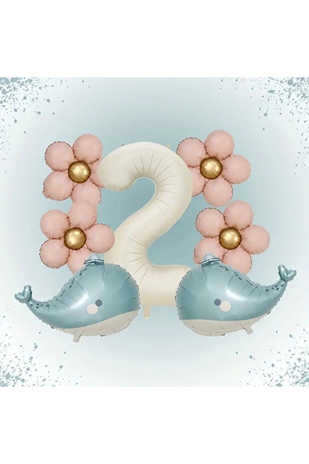 Cute Whale Daisy Age Balloon Set