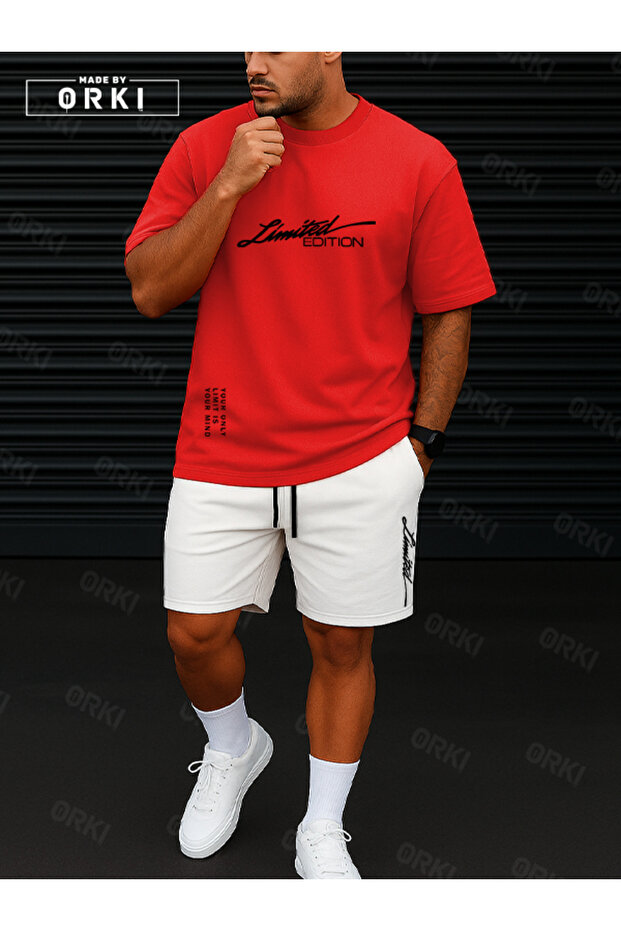 Orki Limited Edition – Oversize Red T-Shirt & White Shorts Combination