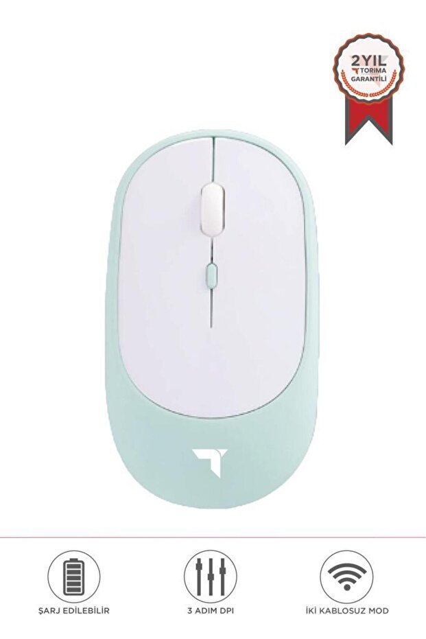 TM-16 Mavi Kablosuz Çift Modlu Sessiz Mouse Fare - 1