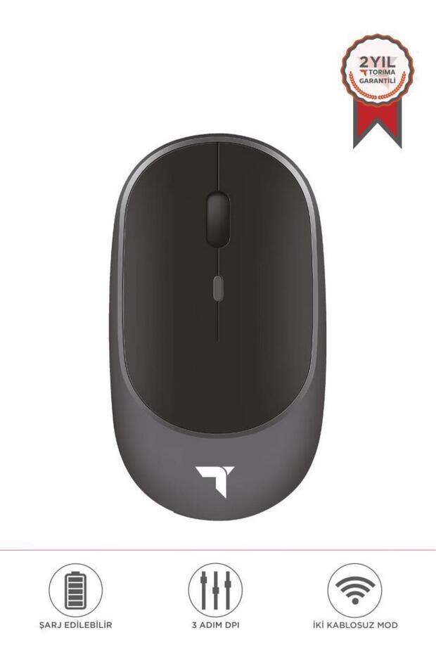 TM-16 Gri Kablosuz Çift Modlu Sessiz Mouse Fare - 1