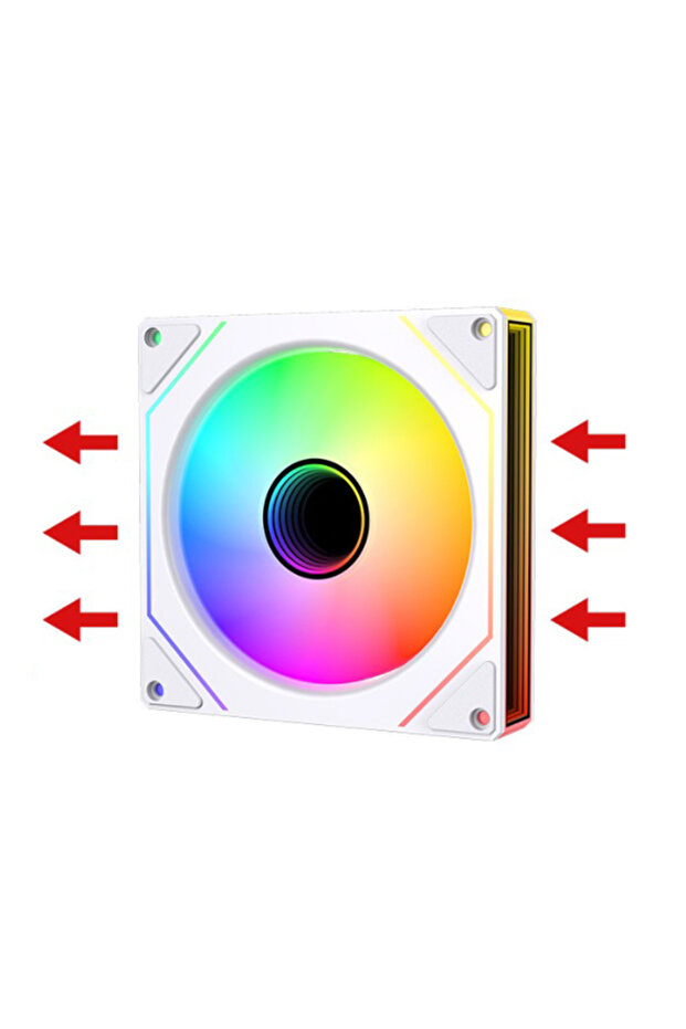مروحة A-RGB بيضاء معكوسة Prism 7 Pro مقاس 120 مم عبوة واحدة مروحة ARGB مرآة لا نهائية سلسلة ديزي D