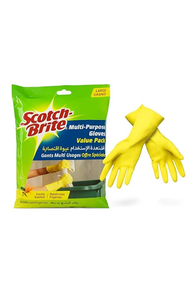 Scotch-Brite All Purpose Gloves Large Size, 1 pair/pack | Reusable gloves | Protect your hands | Waterproof | Tear-Proof| Excellent Grip| Touch-Sensitive | Comfortable Fit | Gloves Kitchen