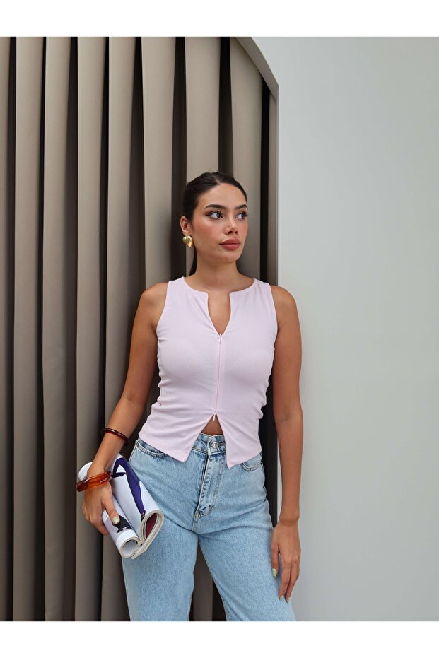 Çift Fermuarlı Bluz - 1