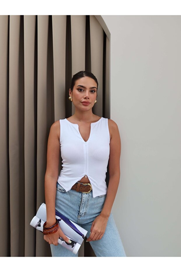 Çift Fermuarlı Bluz - 1