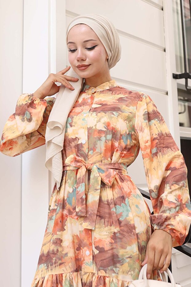 Rochie hijab cu model Mustar 583 - 2