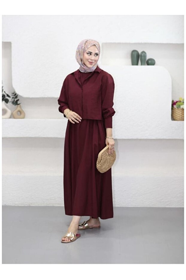 kuşak detaylı gömlekli elbise - 4