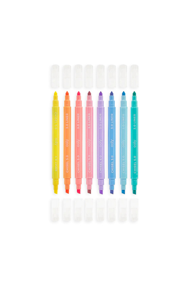Markere cu varf dublu - Pastel Liners - Set de 8 - 5