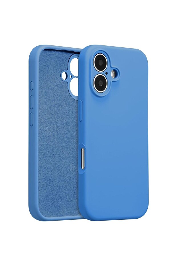 Protective Case for iPhone 16 Plus - Liquid Silicone, Microfiber Interior, Shockproof, Blue - 4