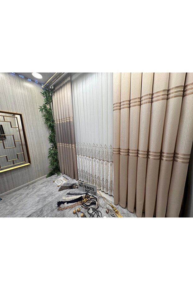 Mizrakli Ft632256 V-101 Cream 1/3 Double Pile Fon Curtain Apm