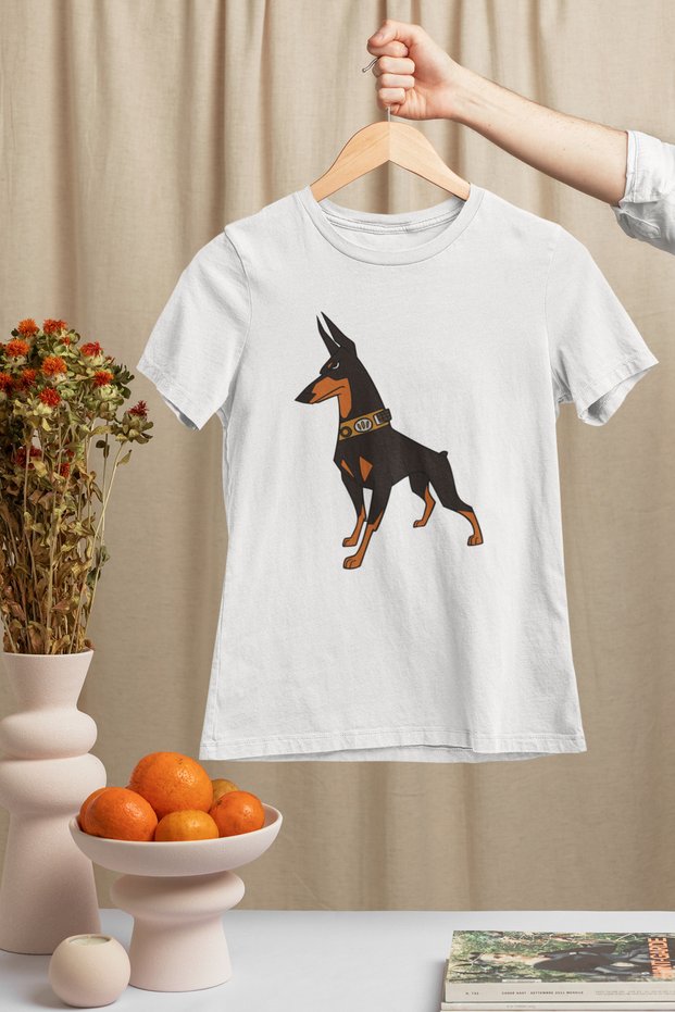 Doberman Crew Neck 100% Cotton Printed Short Sleeve Kids and Teenage T-Shirt