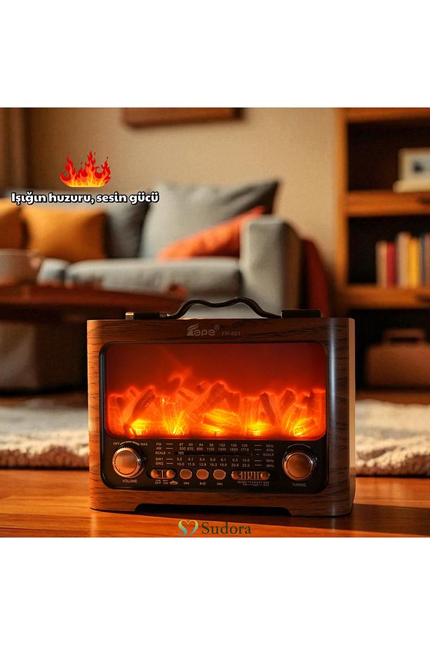 FP-821 Şömine Görünümlü FM Radyo & Bluetooth Hoparlör - 4