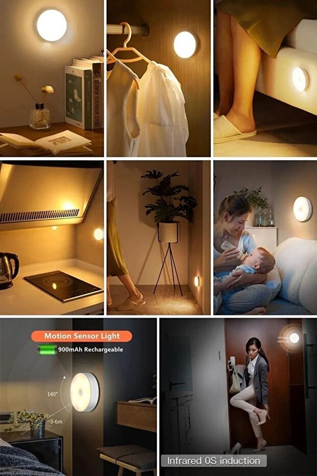V-009 Hareket Sensörlü Led Lamba – Mıknatıslı & Şarjlı, Kablosuz Aydınlatma - 6
