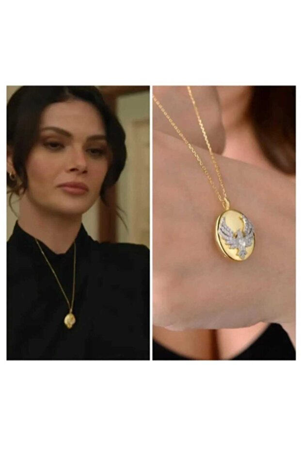 Uzak Şehir Alya Necklace Phoenix Openable Inside, Photo Can Be Inserted, Stainless Steel