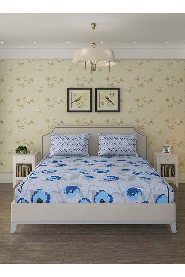 Spring Summer Collection-Cotton Rich Double Bedsheet with 2 Pillow Covers
