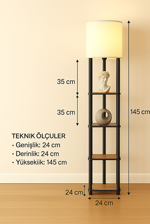 Sakura Raflı Lambader Ceviz, 1. Sınıf MDF ve PVC Başlık - 6