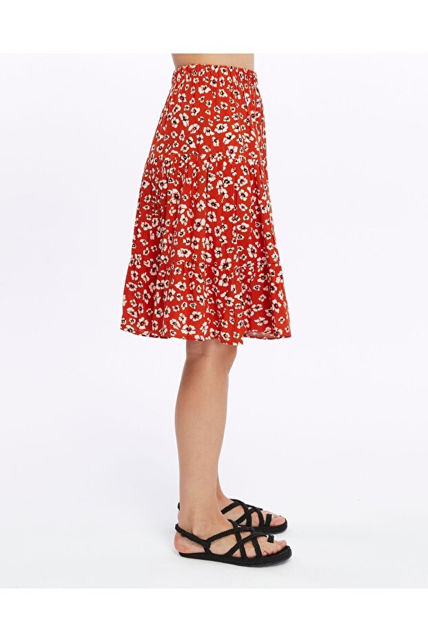 ÇİÇEK DESENLİ MİDİ BOY ŞORT ETEK-VERA - 4