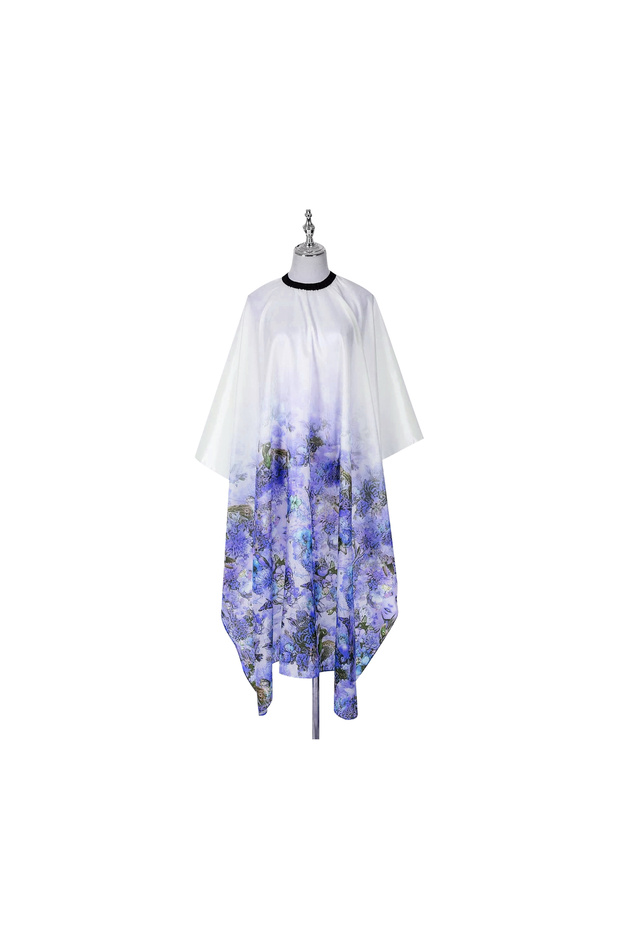 Salon Professional Hair Cutting Cape – Waterproof Blue Flowers Design, Adjustable Barber Cape