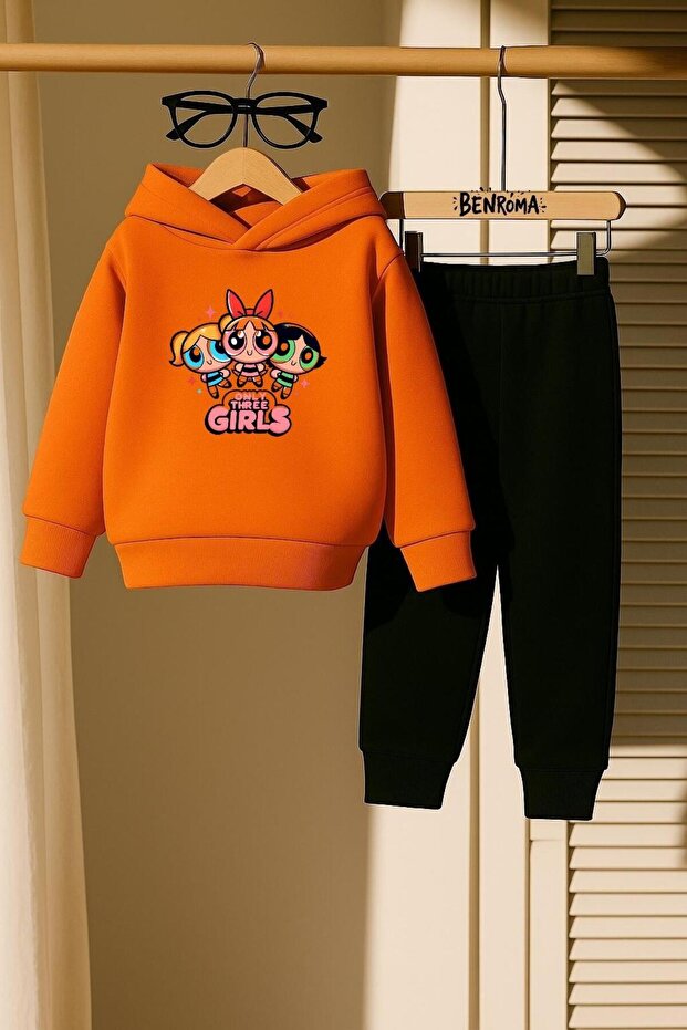 Girls Printed 3 Thread Children's Tracksuit Set