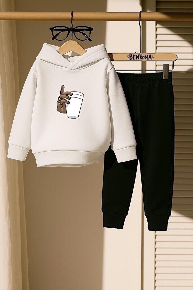 Hand Cup Printed 3 Thread Children's Tracksuit Set