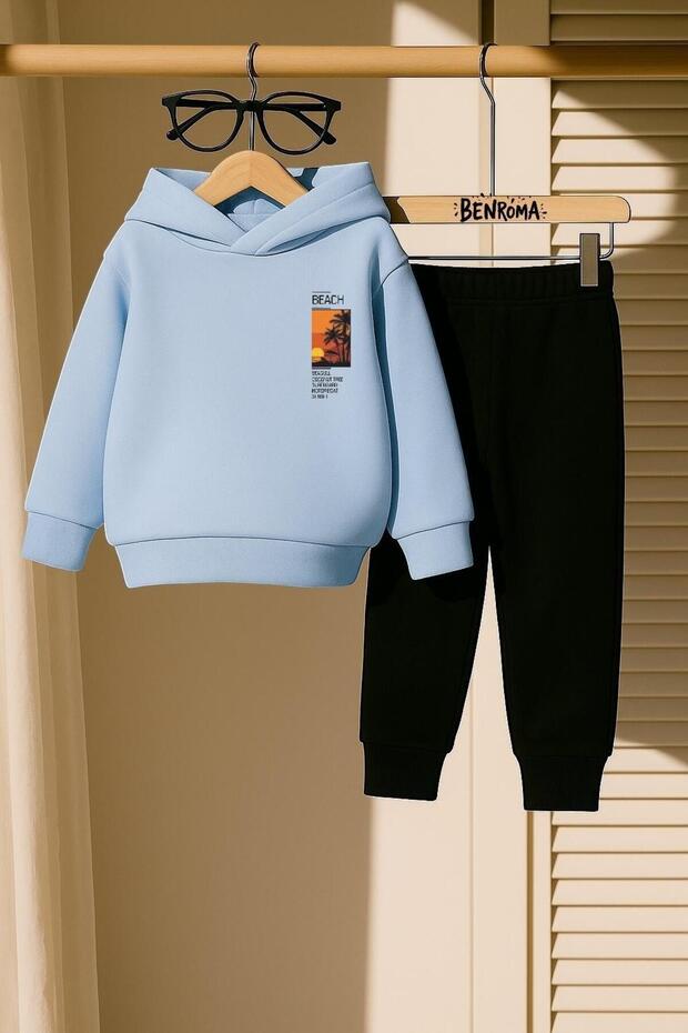 Beach Printed 3 Thread Children's Tracksuit Set
