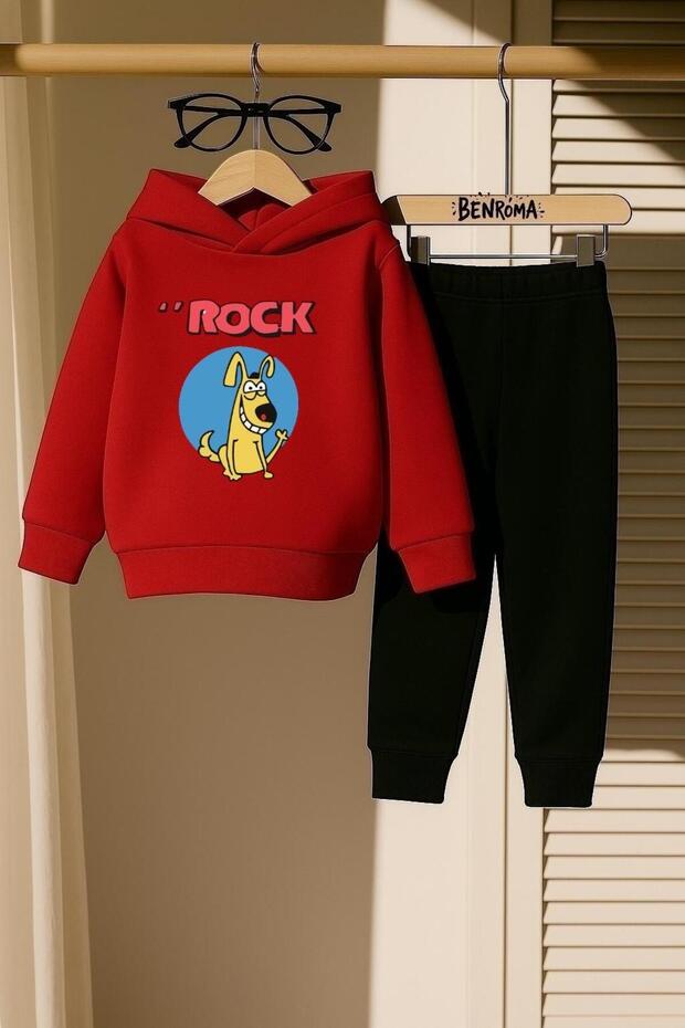 Rock Printed 3 Thread Children's Tracksuit Set