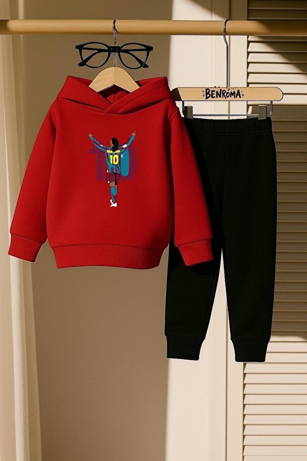 Soccer Player Printed 3 Thread Children's Tracksuit Set