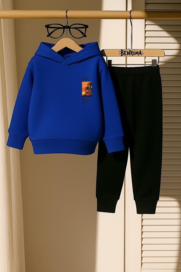 Beach Printed 3 Thread Children's Tracksuit Set