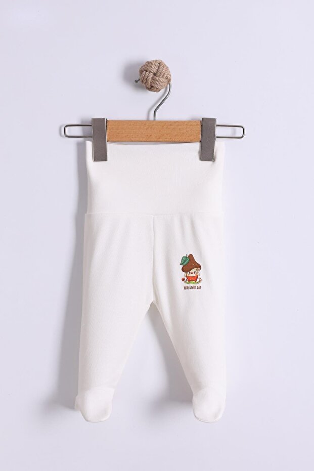 Ecru Mushroom Detailed Unisex Booties Baby Single Bottom (0-12 Months)