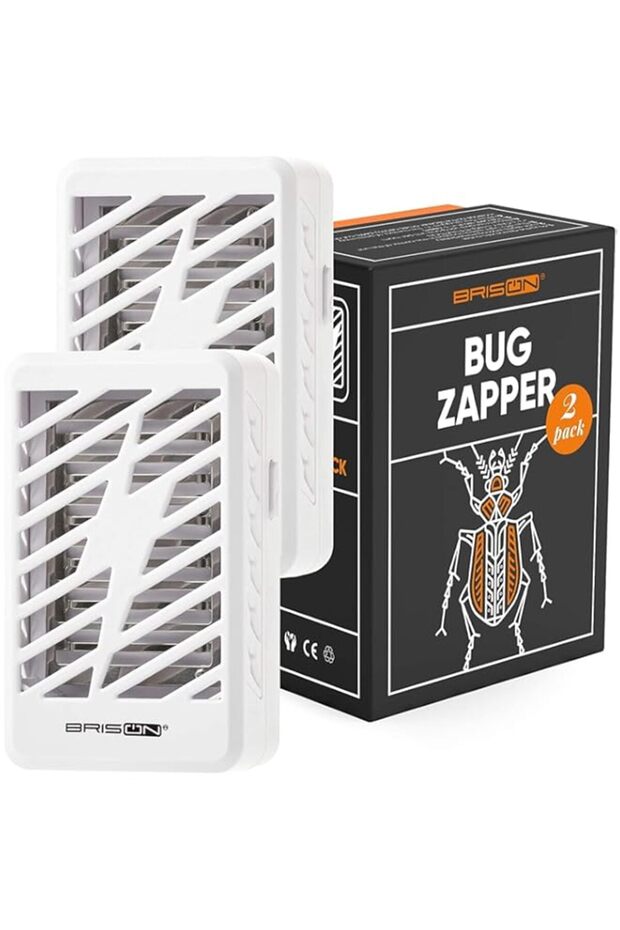 2 Pack Electric Bug Zapper, Plug in Mosquito Killer with UV LED Night Light, Electronic Insect Fly Trap for Indoor Outdoor Use(white)