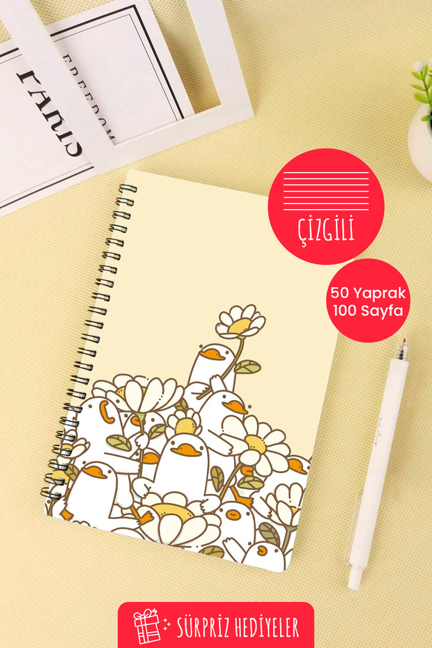 Daisy and Seagull Design A5 Spiral School Notebook 50 Sheets 100 Pages - Lined