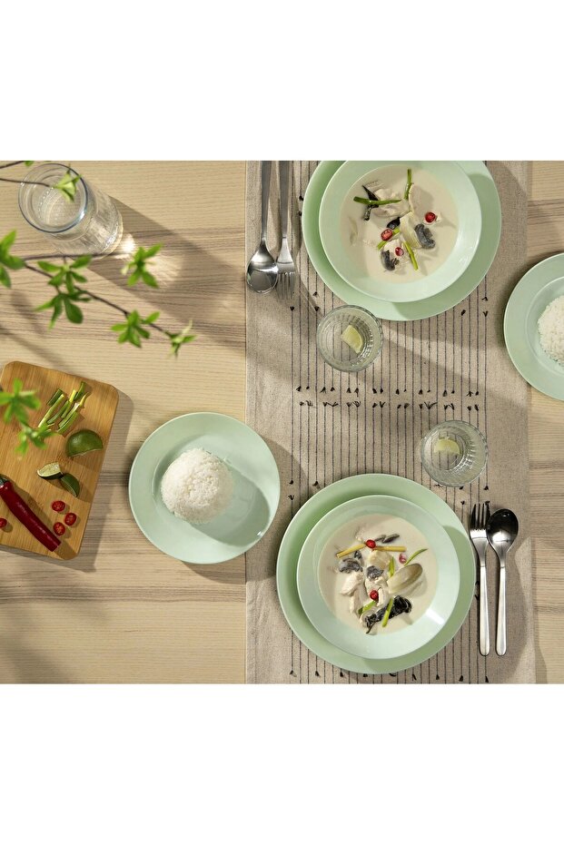 6 Adet 20 Cm Beyaz Derin Çukur Tabak 6'lı Set Yemek Tabağı Temperli Cam Yeşil I.k:e.a - 3