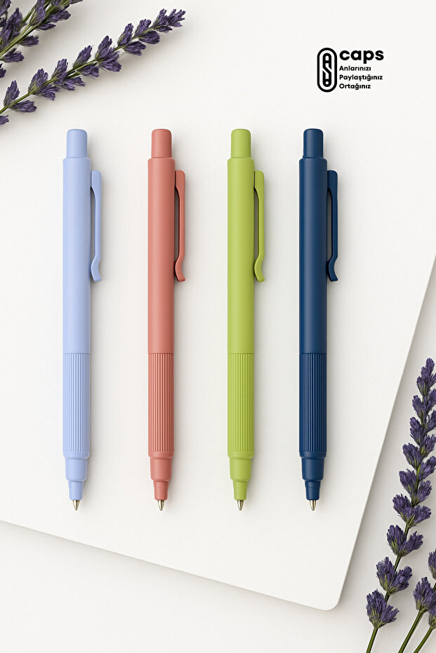 caps office 1 Adet 0.7 Uçlu Pastel Estetik Uçlu Kalem Rahat Yazım, Şık ve Ergonomik Mekanizma - Karışık Gönderim