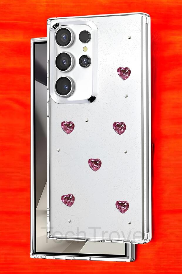 Samsung Galaxy S23 Ultra Case Glittery Transparent Non-Yellowing Silicone Cover with Shiny Sticker Design