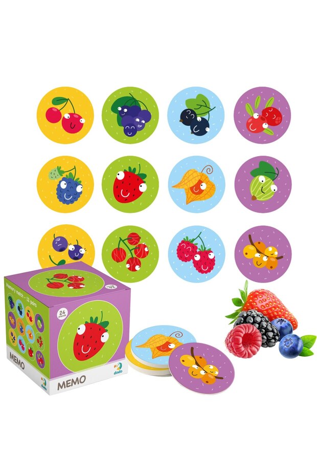 Memory Game, Dodo, Educational, Fruit Illustrations, 7x7x7cm, Multicolor - 4