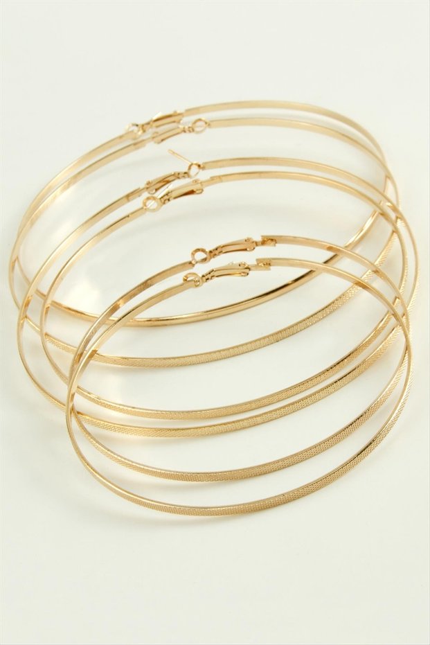 Dotted Metal Hoop Earrings 6 Pieces