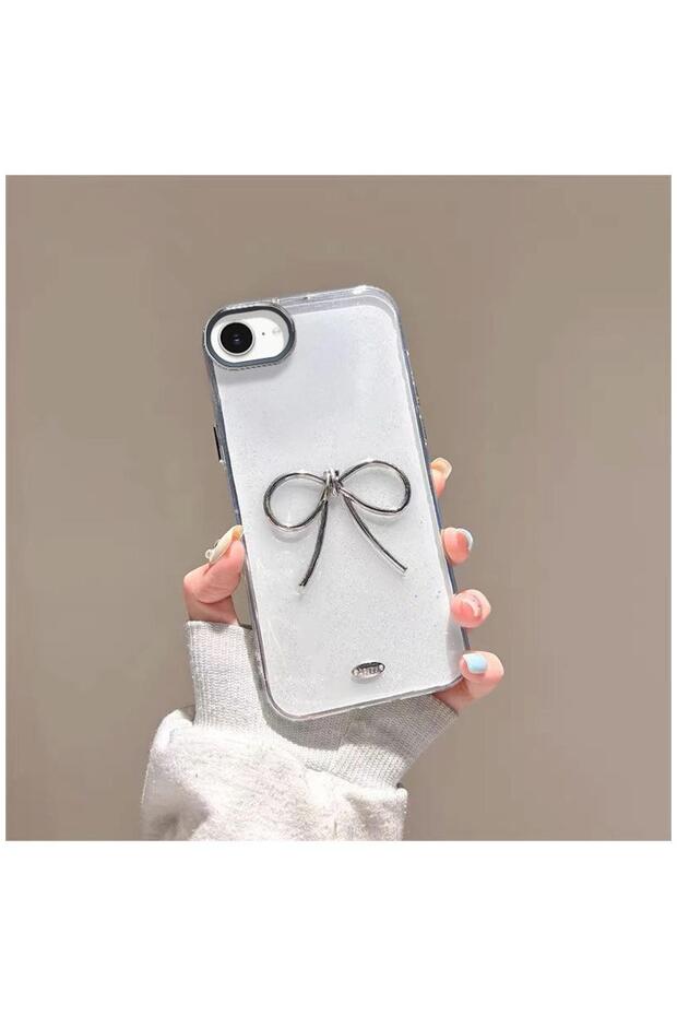 Apple iPhone 16E Compatible Case Bow Silicone Case Transparent