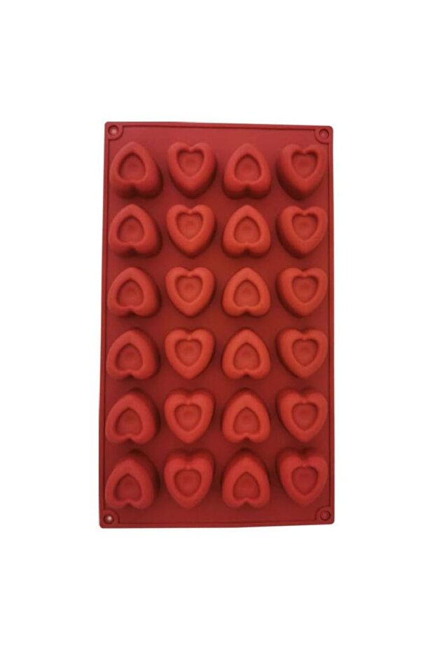 24 Cavity Heart Shape Chocolate Mold, Brown Silicone Baking Mould