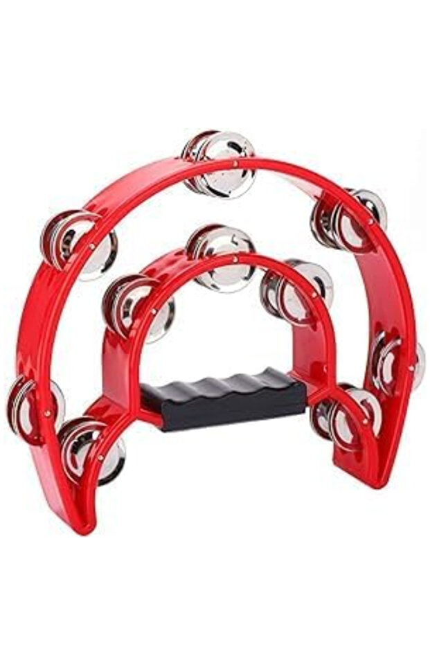 Half Moon Musical Tambourine Double Row Metal Jingles