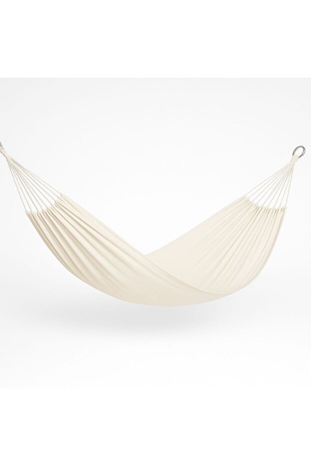 Taşınabilir File Çantalı Katlanabilir Salıncak Hamak Seti – 120x180 cm, 6 m İp Dahil, Bej Kumaş - 5