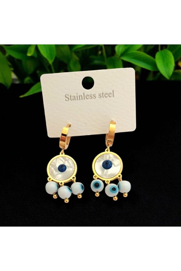 Women's Stone Beaded Steel Earrings