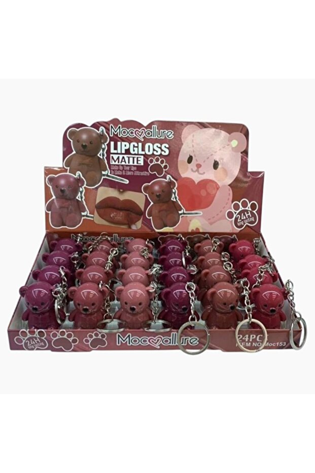 سلسلة مفاتيح على شكل دب لطيف مع ملمع شفاه على شكل غزال - 2