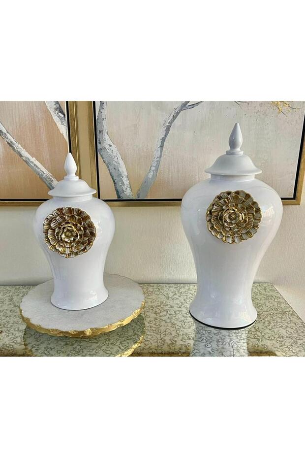 Beth & Lily – Blossom Ceramic Ginger Jar Medium | Decorative Home Accent | Luxury UAE GCC Eid Gifting