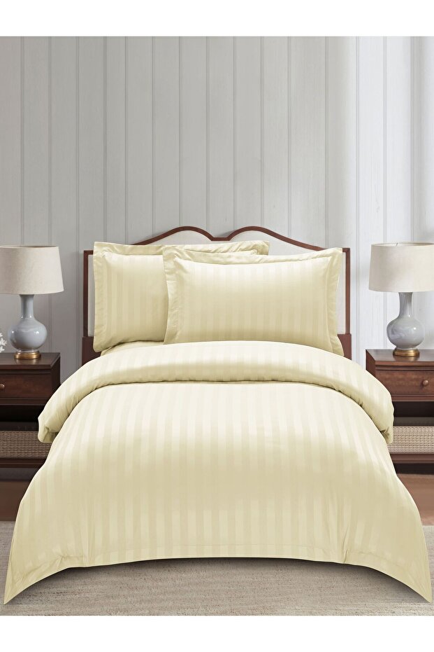 Single Duvet Set, 5 Pieces, 170X230 Cm, Striped Bedding Set, All Seasons, Microfiber