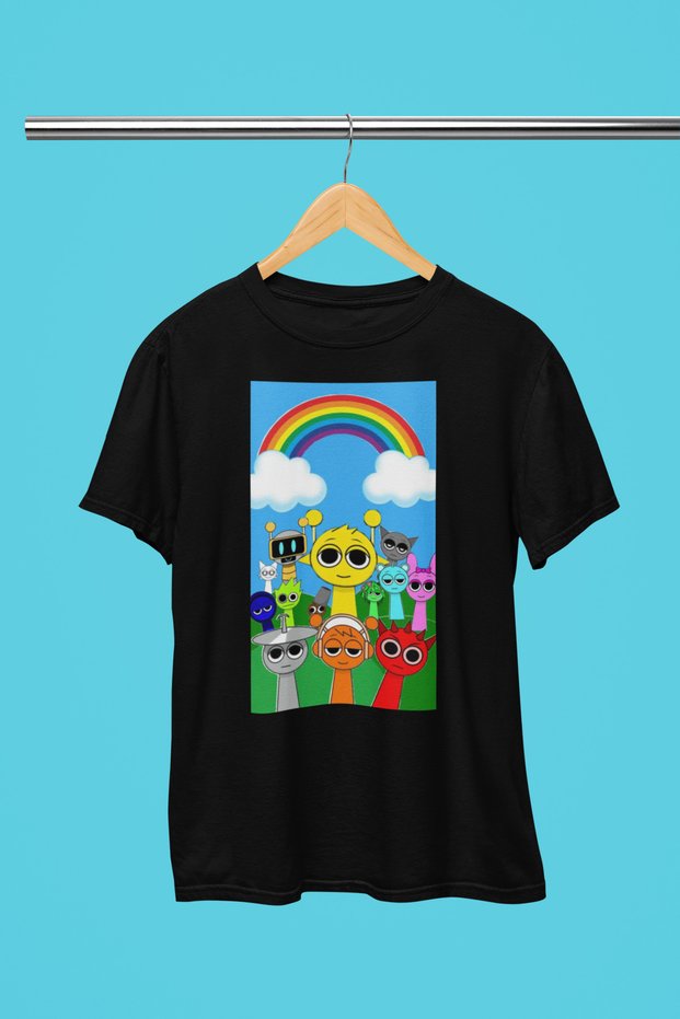 Sprunki Printed Cycling Collar 100% Cotton Children's and Youth Tshirt