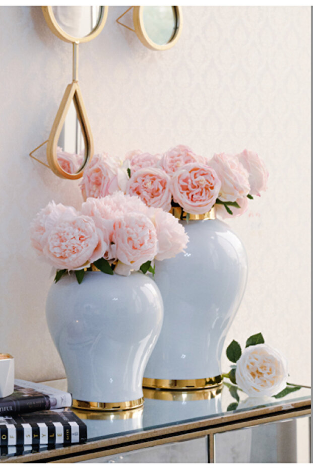 Beth & Lily – Peach Artificial Peony Flower Bundle | Luxury Faux Florals for Home Decor | UAE GCC Gift