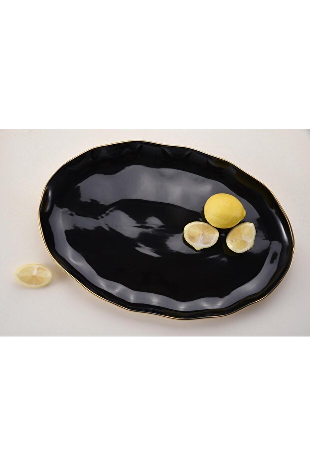 Beth & Lily – Noir Black & Gold Oval Platter | Statement Serving Tray | Dining & Entertaining | UAE GCC